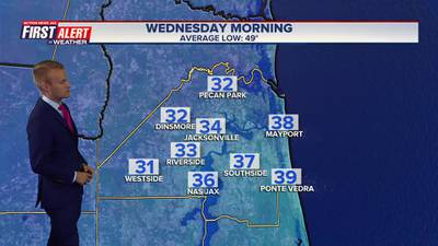 First Alert Weather: Freeze warning for Northeast Florida, Southeast Georgia on Wednesday morning
