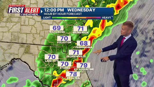 FIRST ALERT WEATHER DAY: Potential for heavy downpours, thunderstorms and gusty winds on Wednesday 