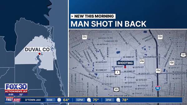 JSO: Man shot in back outside home by unknown suspect in Grand Park area