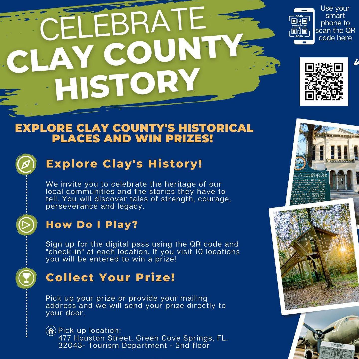 Explore Clay's history and win prizes.