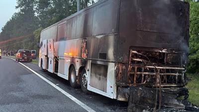 Charter bus carrying Black History museum supporters from St. Johns County catches fire on I-10